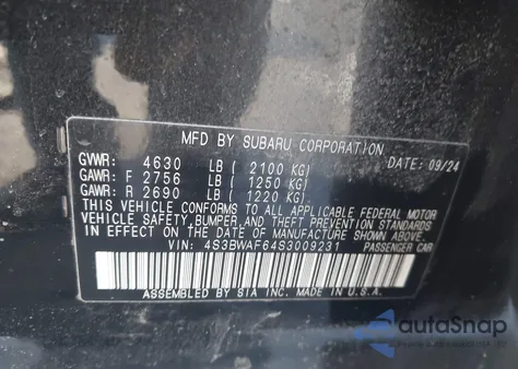 2022 Subaru Legacy Premium z USA, uszkodzony, nr VIN 4S3BWAD69N3013282